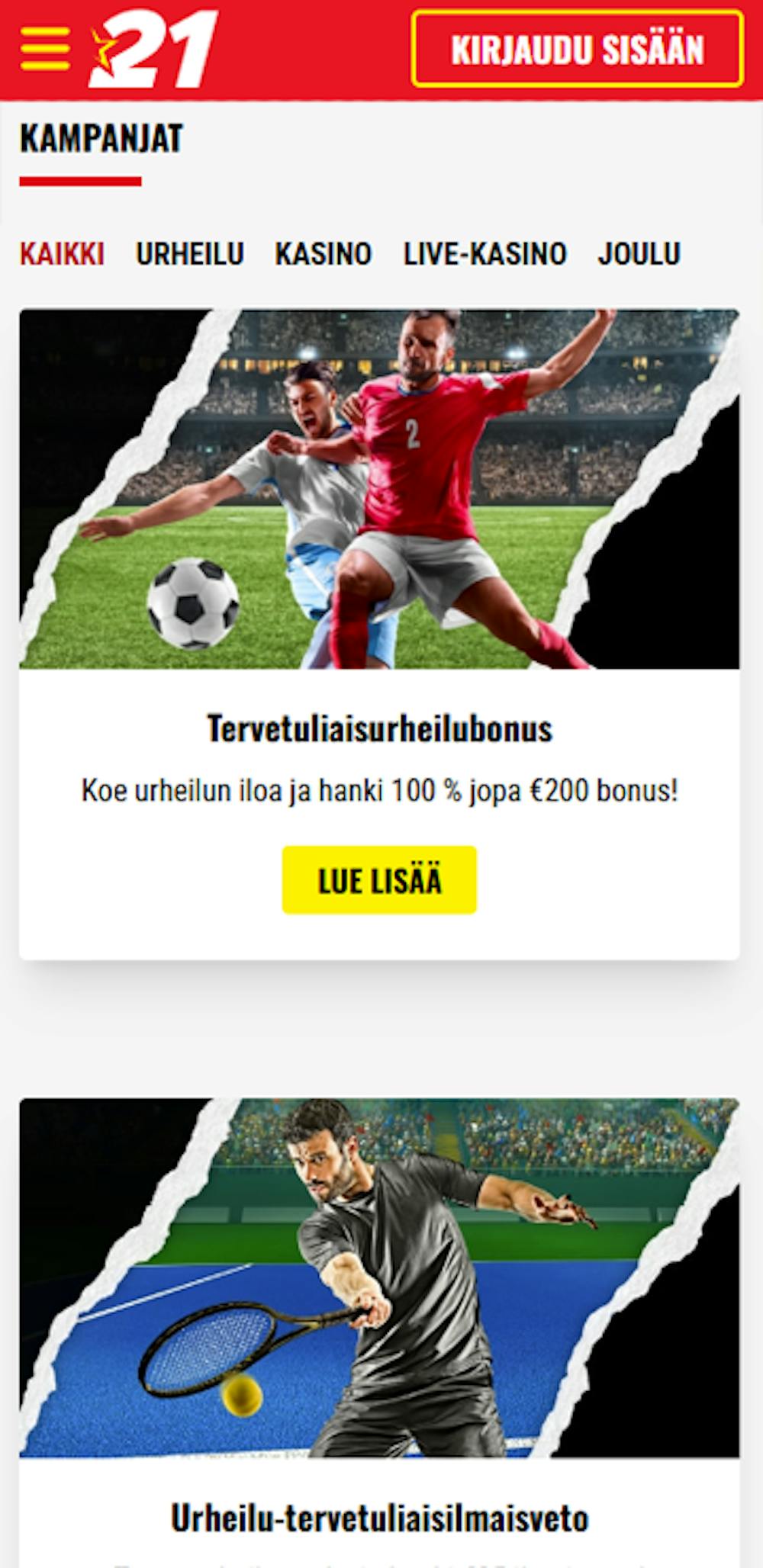 21Bets casinon tervetuliaisbonus on jopa 600 euron arvoinen.
