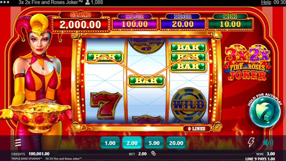 3x 2x Fire and Roses Joker kolikkopelin näkymä