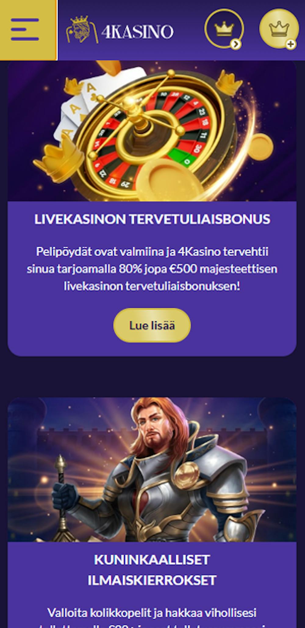 4Kasinon tervetuliaistarjous uusille pelaajille
