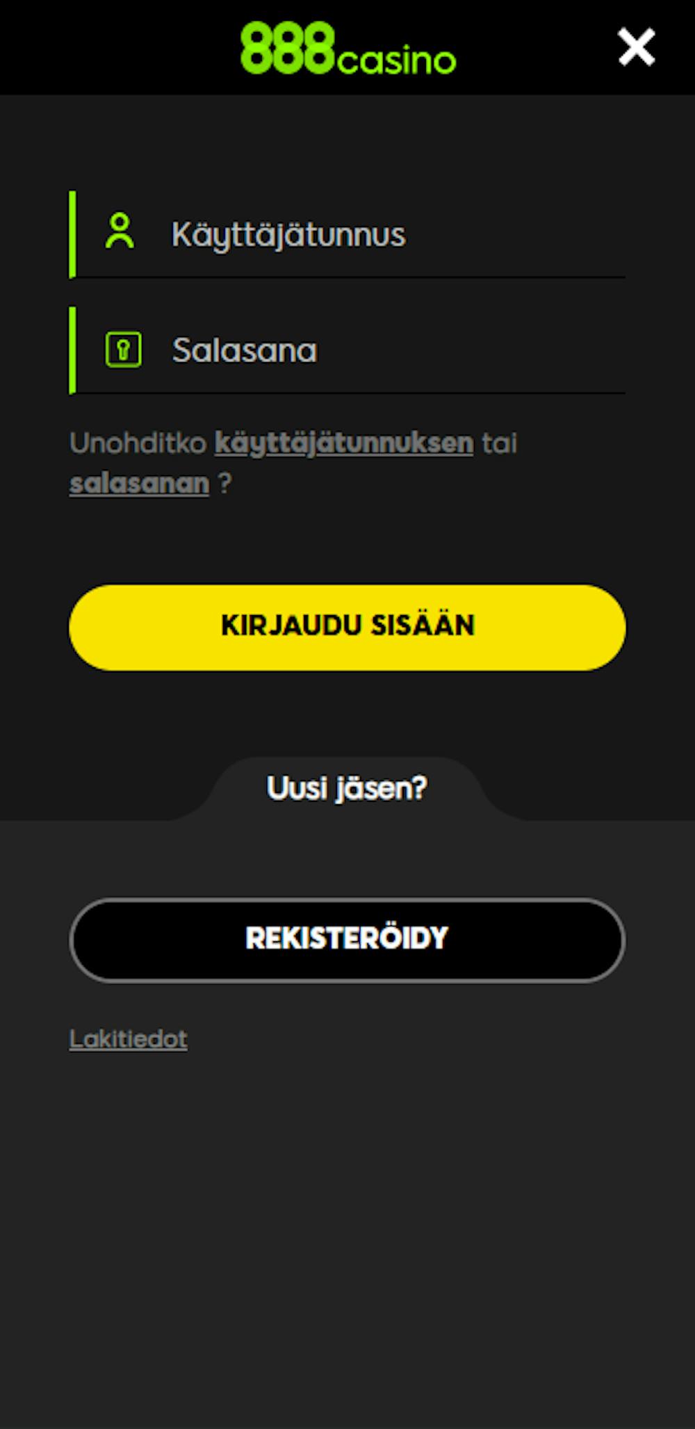 888Casinolle rekisteröityminen