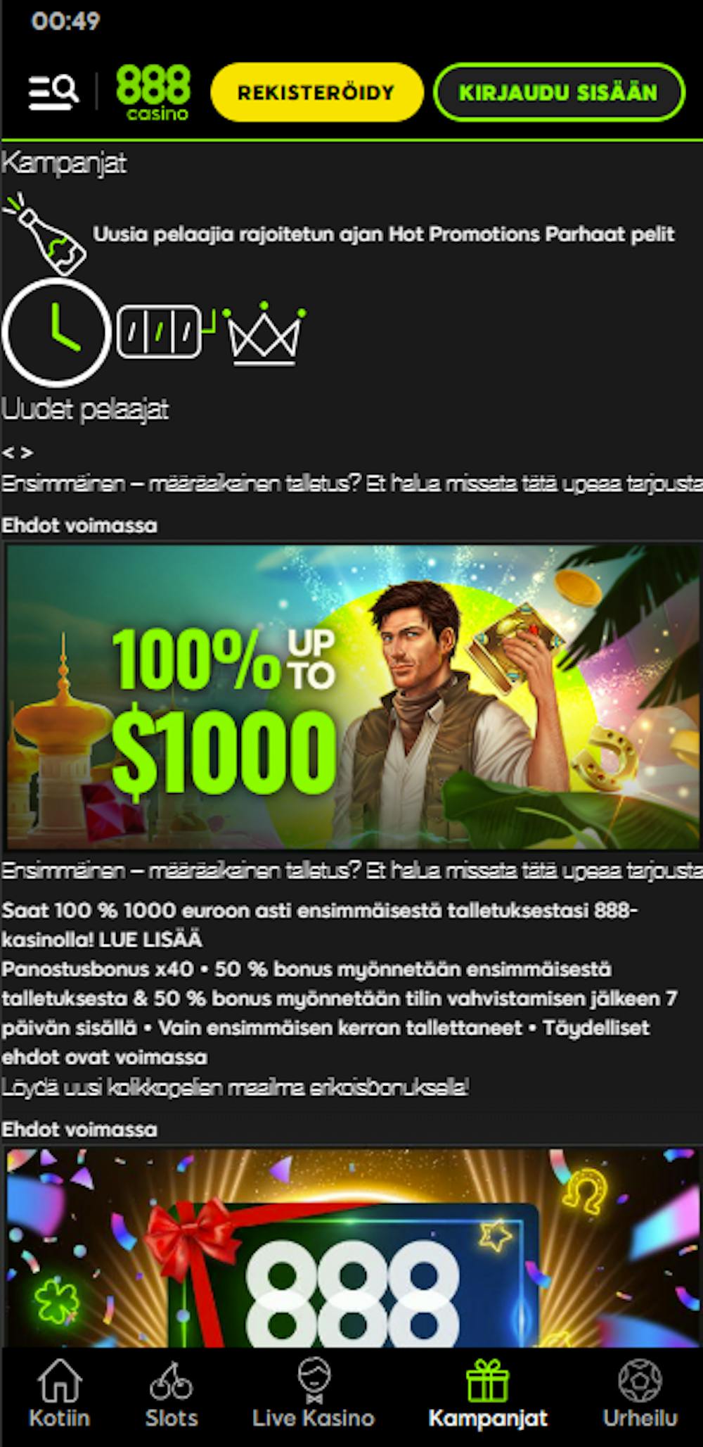 888casinon tervetuliaisbonus