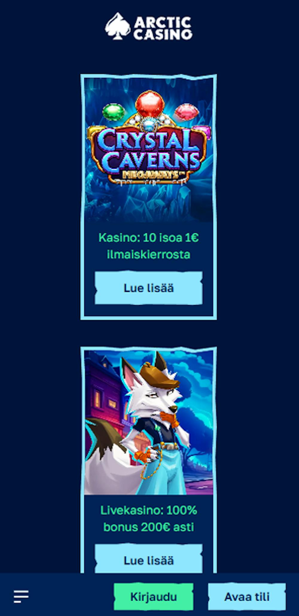 Tervetuliaisbonus Arctic Casino nettikasinolle