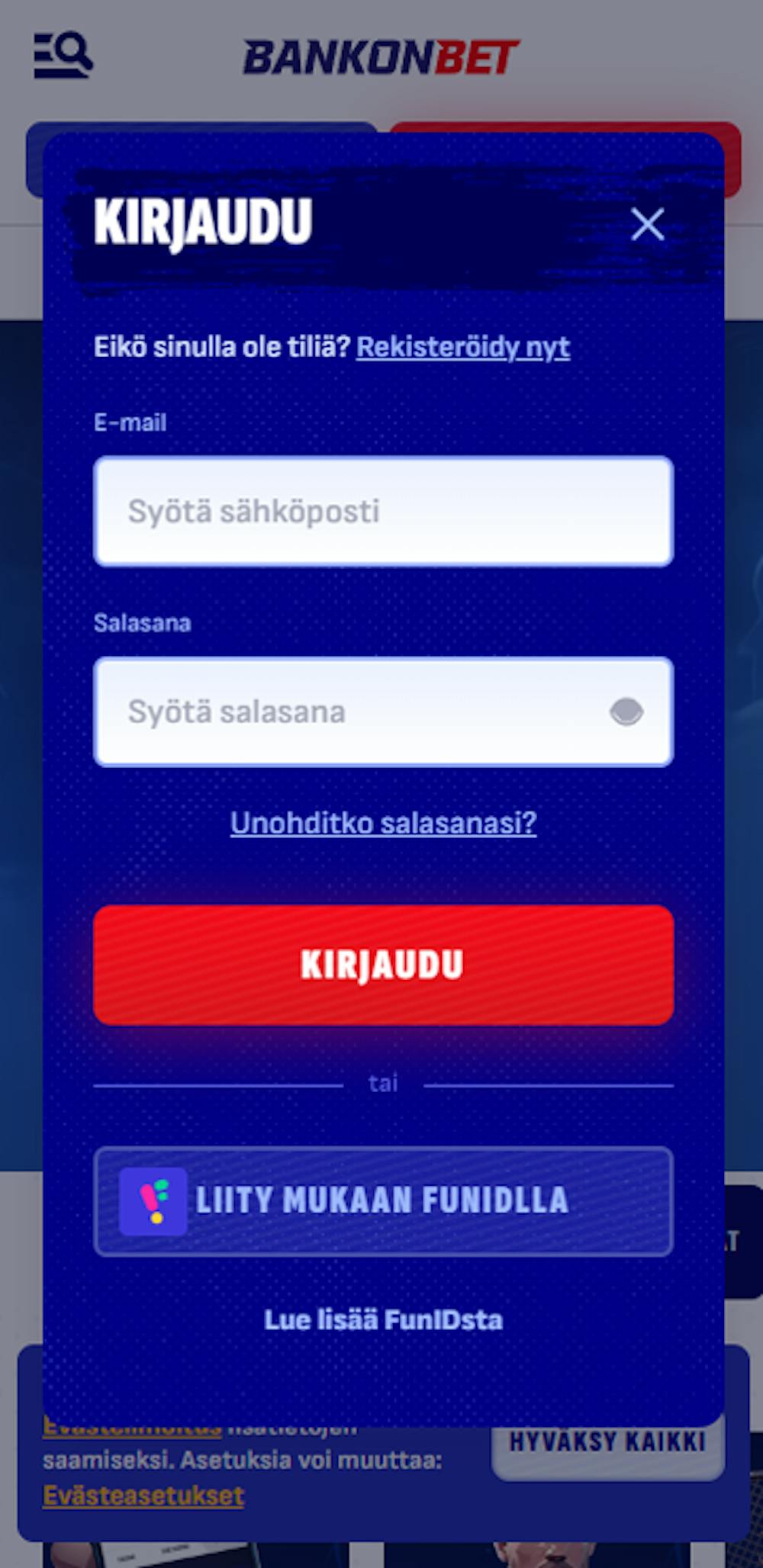 Pelitilin avaus Bankobet nettikasinolle