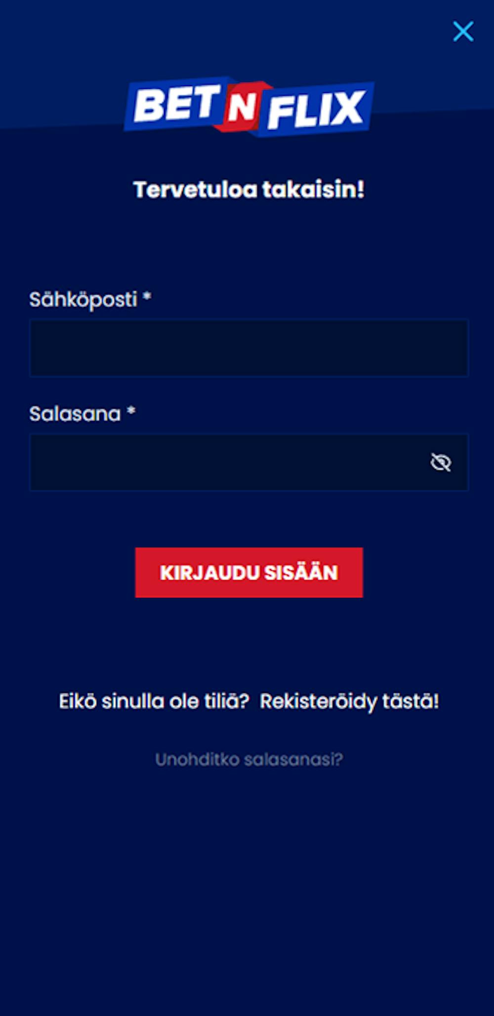 BetNFlex Casinolle rekisteröityminen