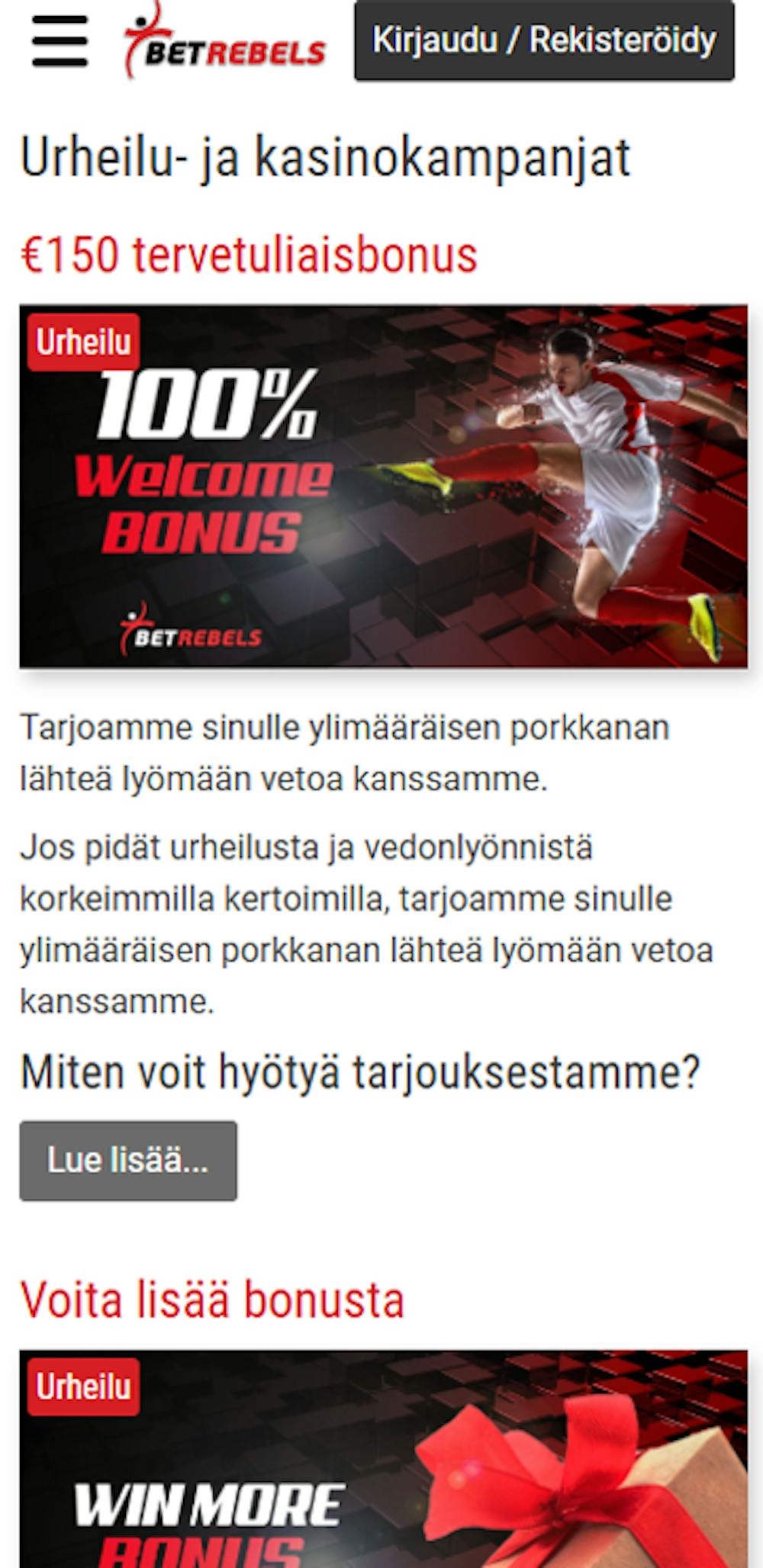 Bet Rebels Casinon tervetuliaisbonus
