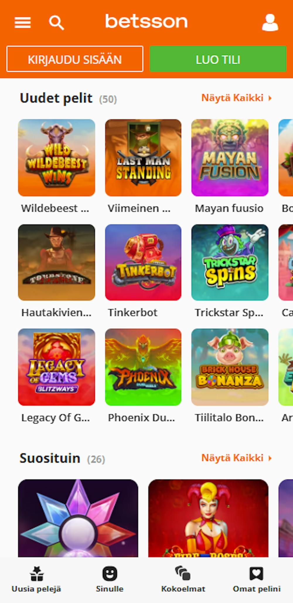 Betssonin pelivalikoima