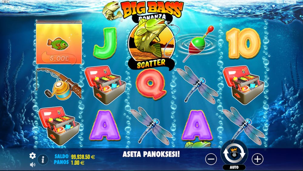 Big Bass Bonanza kolikkopelin näkymä 100 pelikierroksen jälkeen