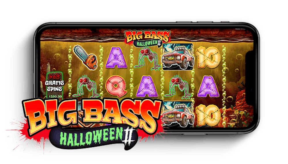 Big Bass Halloween 2 kolikkopeli älypuhelimen näytöllä