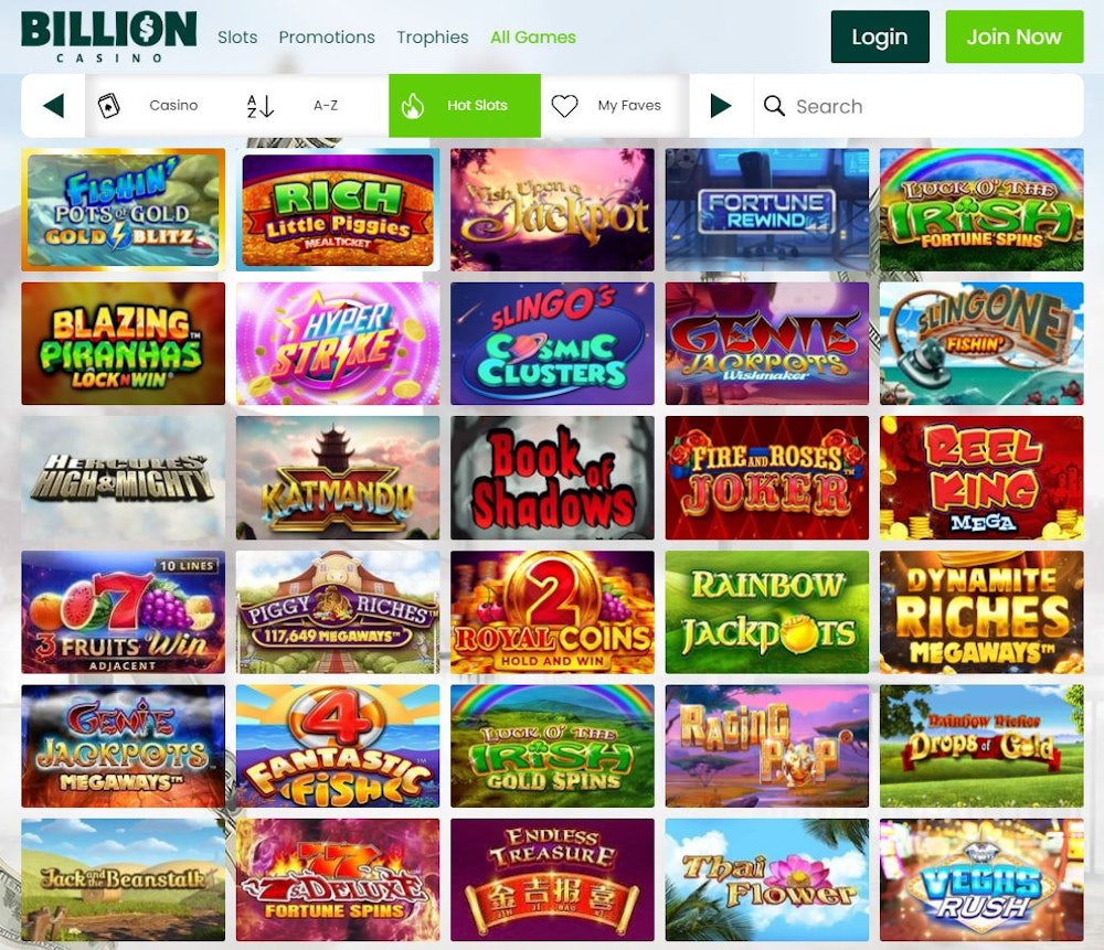 Billion Casinon pelivalikoima