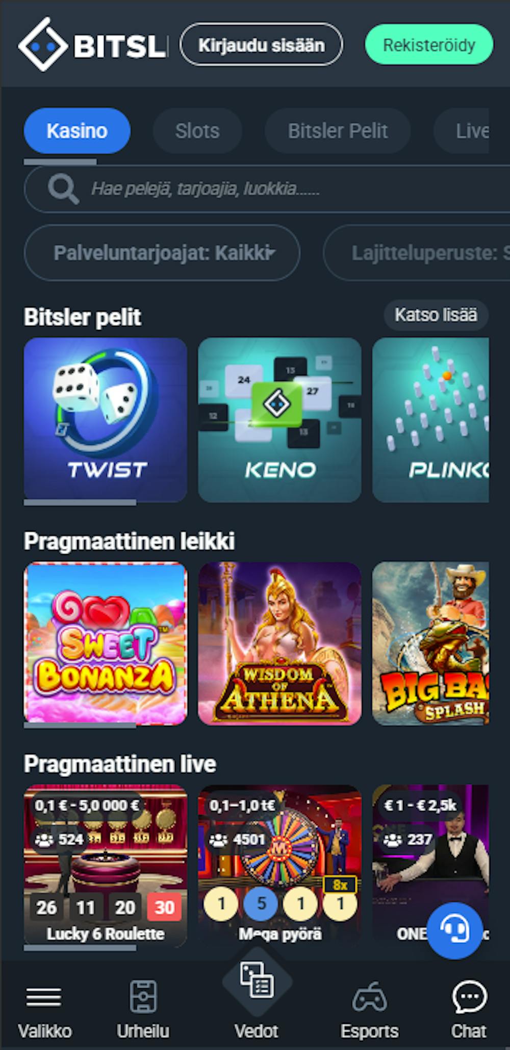 Bitsler Casinon pelivalikoima