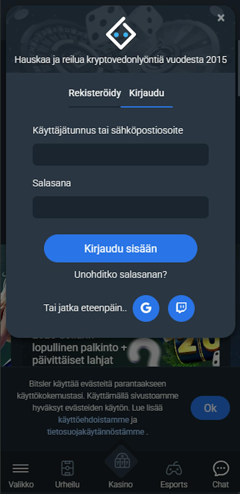 Bitsler login