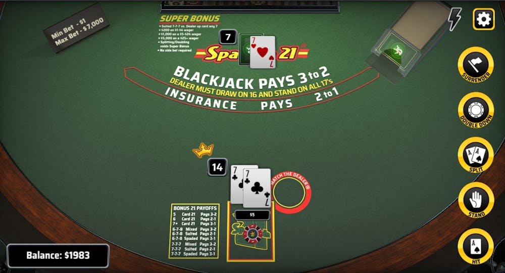 Spanish 21 blackjack