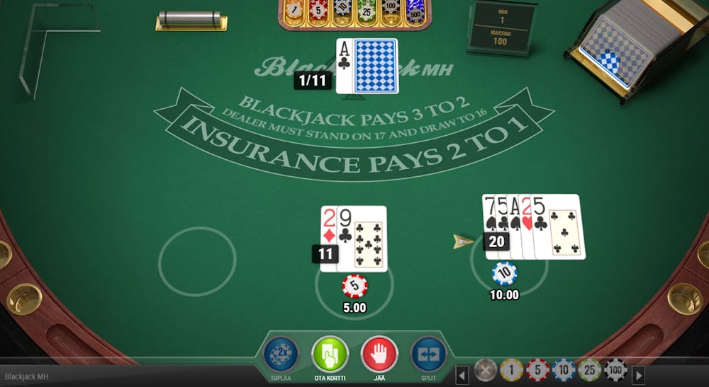 Eurooppalainen blackjack versio