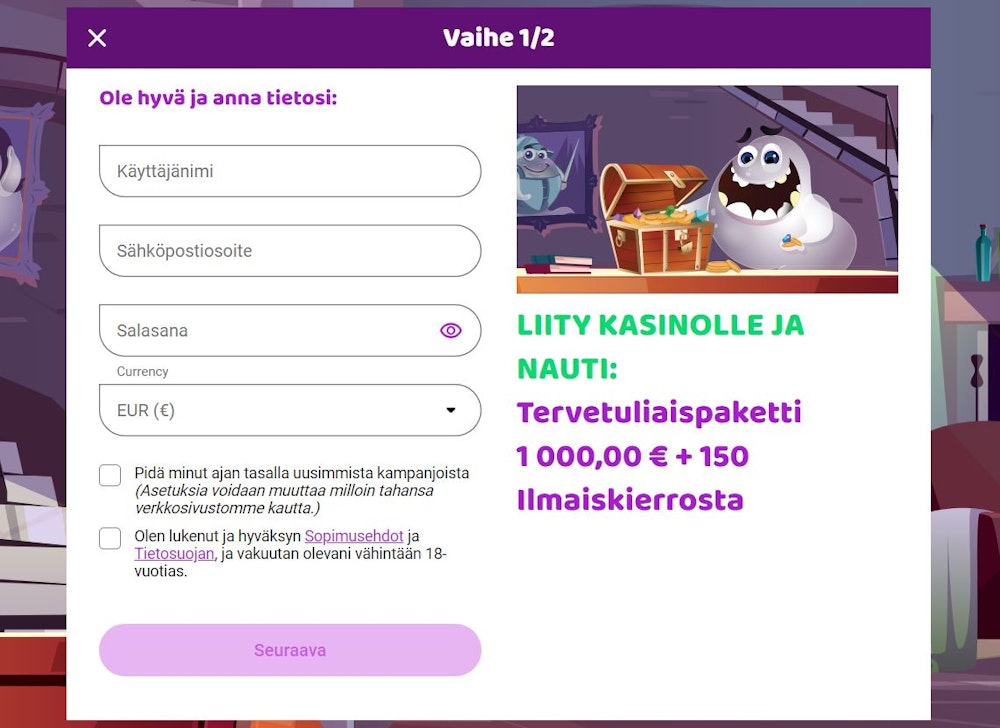 Boo Casinolle rekisteröityminen