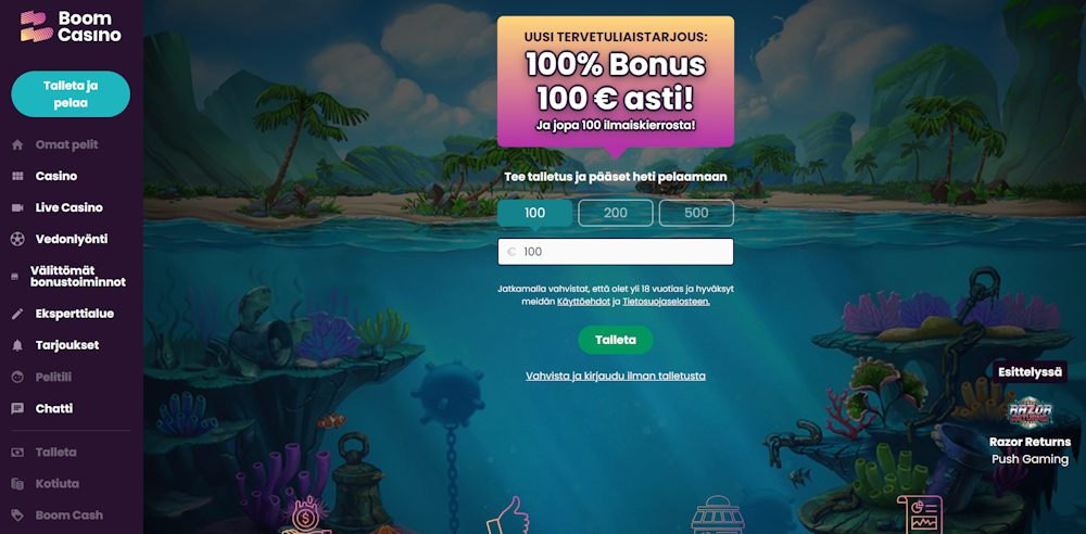 Boom Casino etusivu