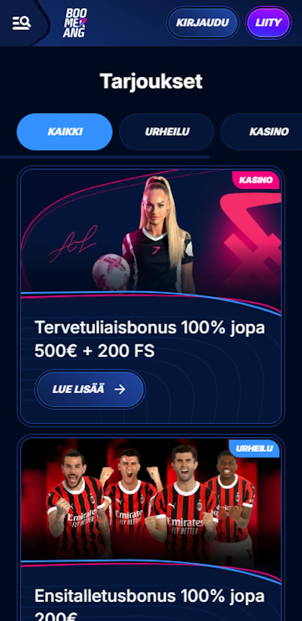 BoomerangBetin tervetuliaisbonus