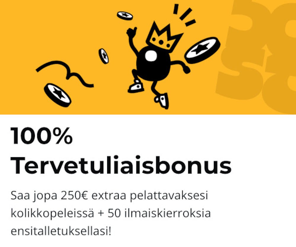 Boos Casinon tervetuliaisbonus: 100 % bonus jopa 250 € ja 50 ilmaiskierrosta