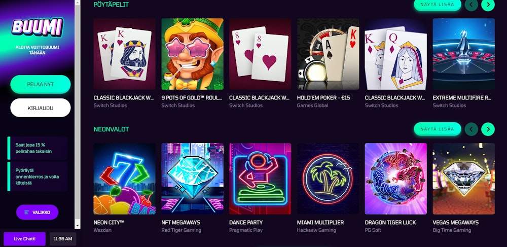 Buumi kasino pelit