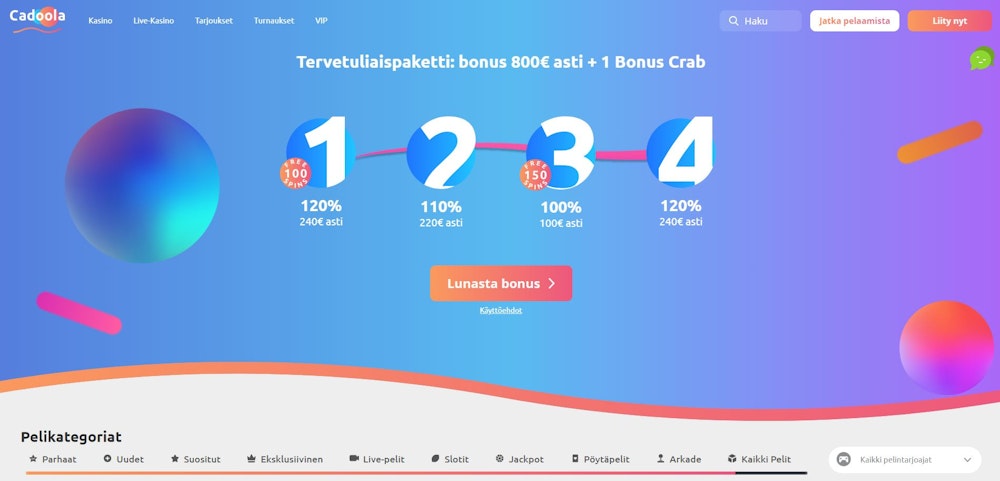 Cadoola Casinon kotisivut