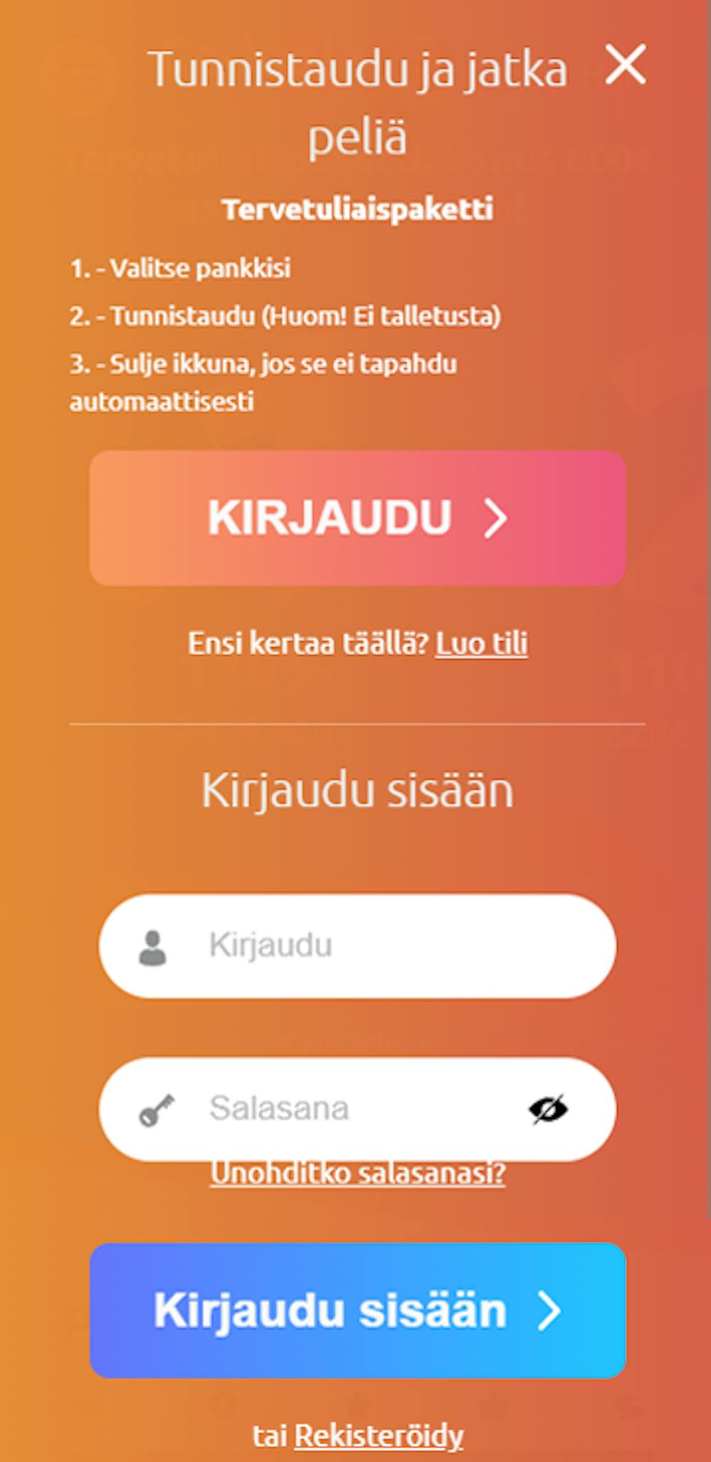 Cadoola Casinolle rekisteröityminen