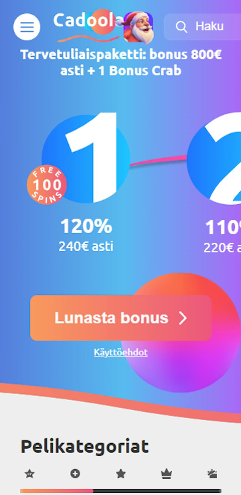 Cadoola tervetuliaisbonus