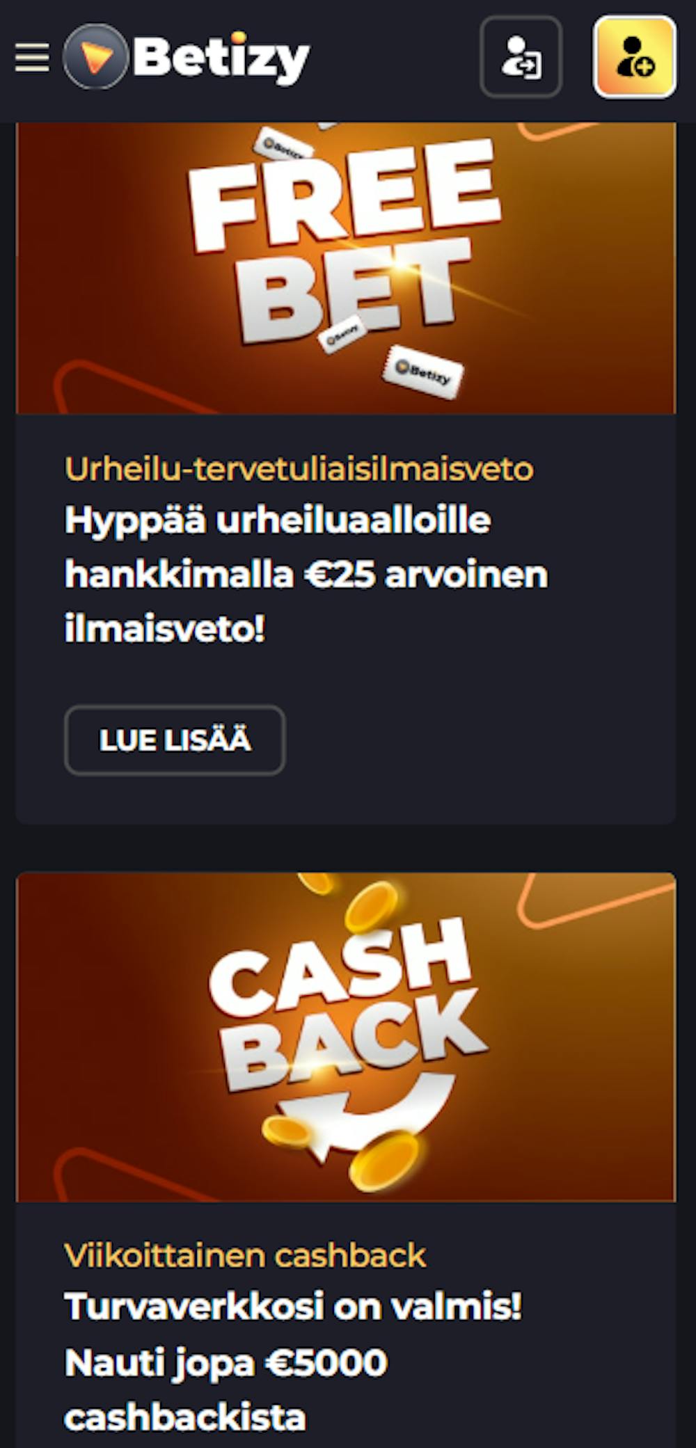 Betizy kasinolla on kampanjoita sekä vedonlyöntiin että kasinolle.