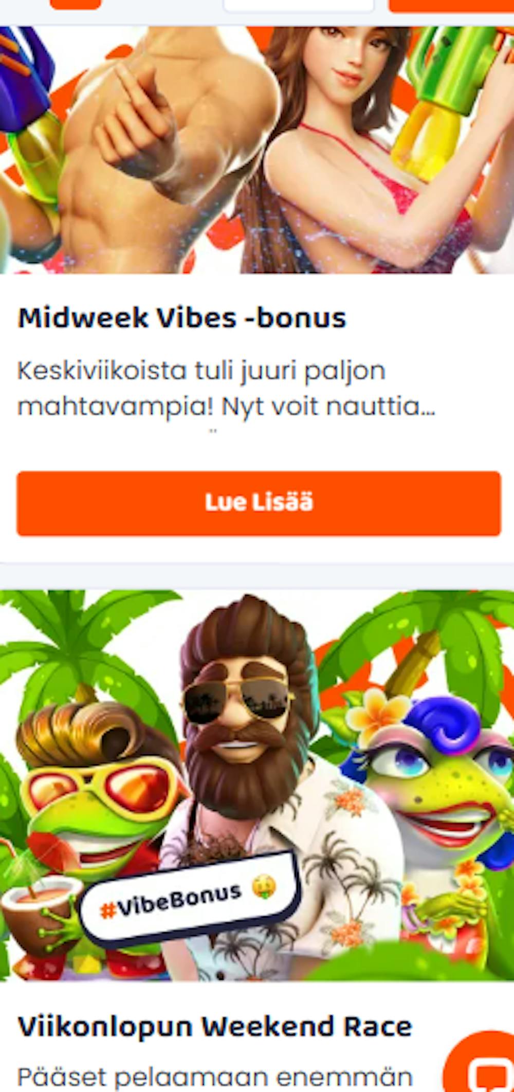Casino Vibesin vaihtuvia kampanjoita.