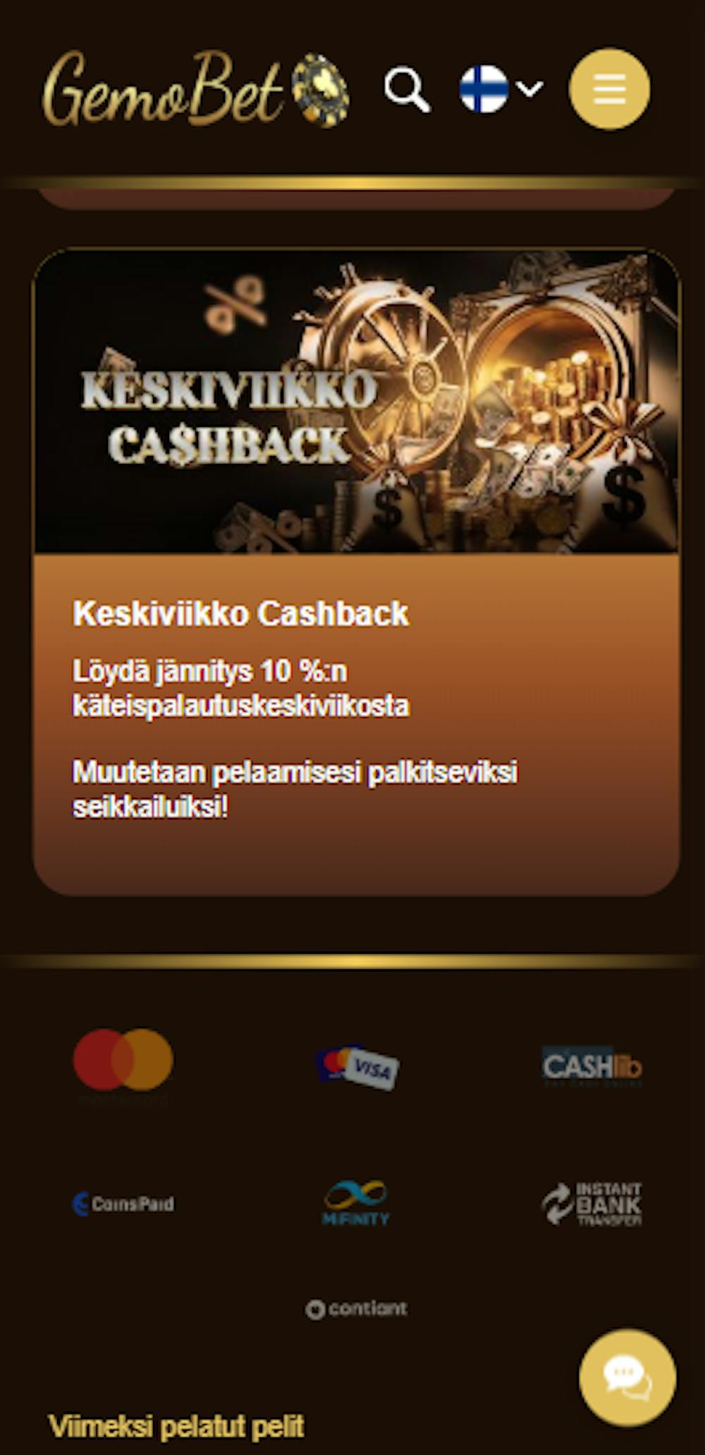 Gemobet Casinon kampanjatarjontaa.