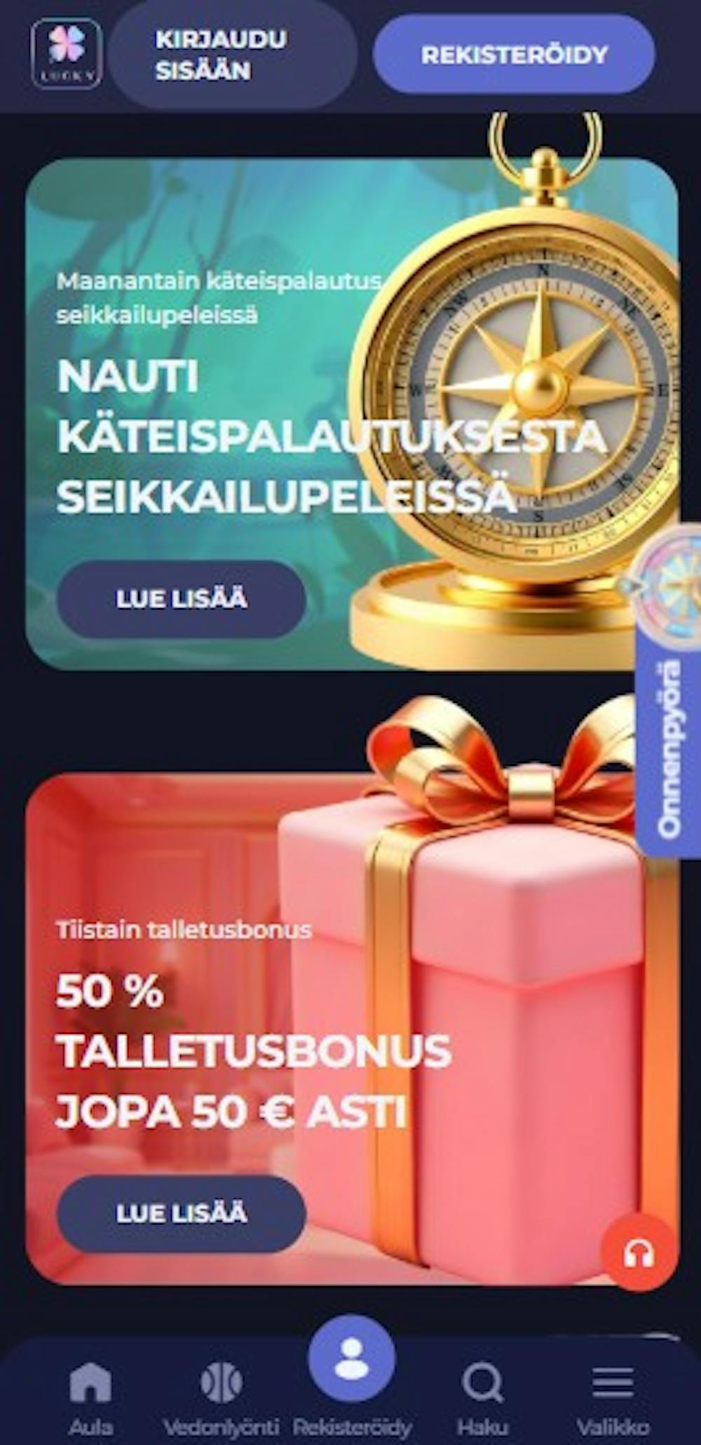 Luckyfriends casinon kampanjatarjouksiin kuuluu esimerkiksi käteispalautus ja tiistain talletusbonus.