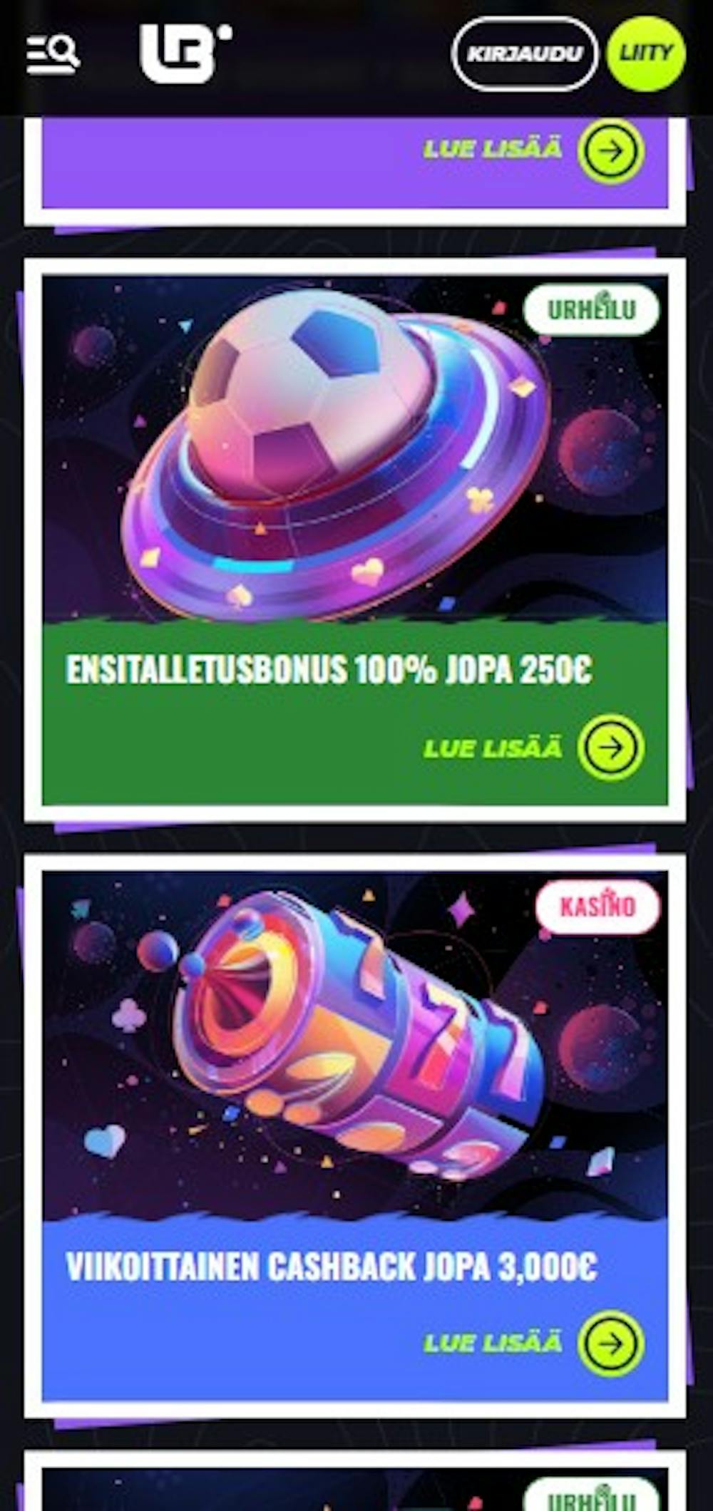 Lunubet tarjoaa runsaasti kampanjatarjouksia, esimerkiksi cashbackin ja vedonlyönnin ensitalletusbonuksen.