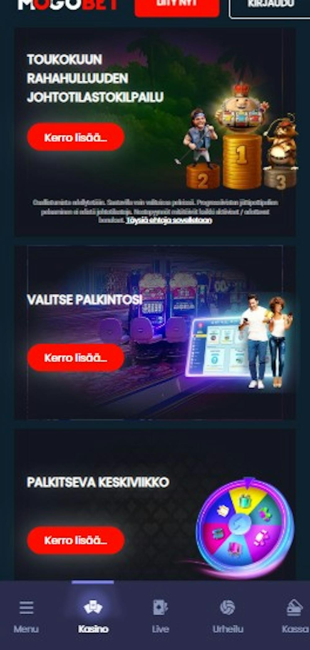 Mogobet Casinolla on kampanjoita sekä kasinopuolelle että vedonlyöntiin.