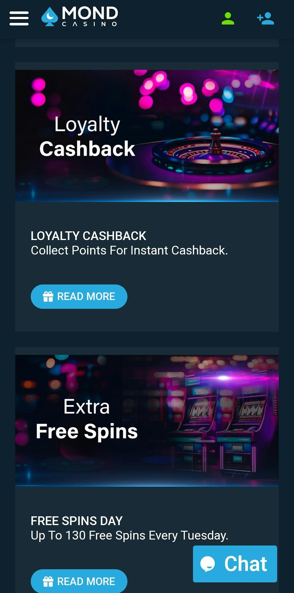 Mond Casinon bonuksiin kuuluvat esimerkiksi uskollisuus-cashback ja ilmaiskierrosbonus.