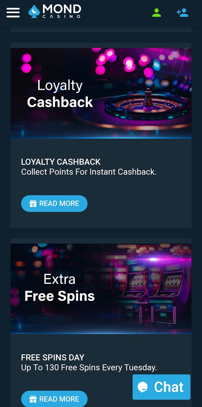 Mond Casinon bonuksiin kuuluvat esimerkiksi uskollisuus-cashback ja ilmaiskierrosbonus.