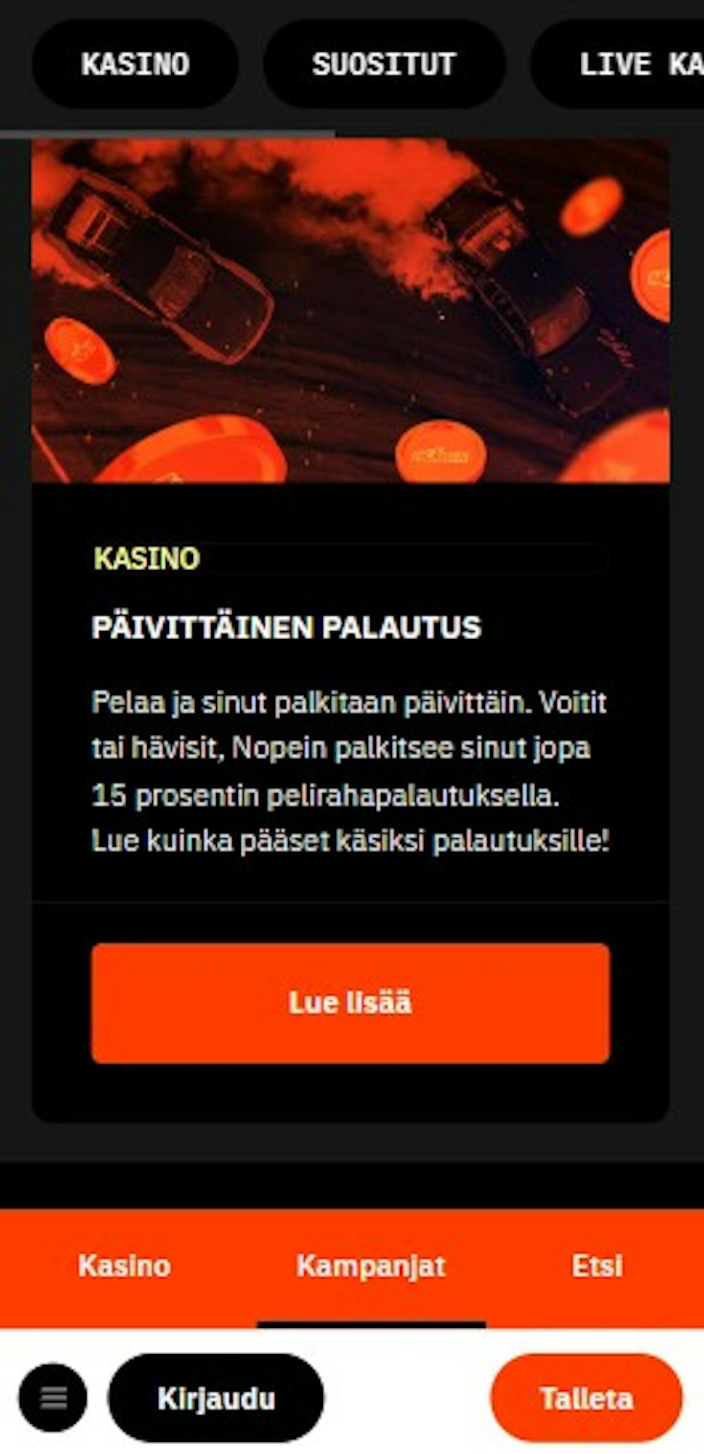 Nopein kasino tarjoaa muun muassa hyvän käteispalautuksen pelaajille.