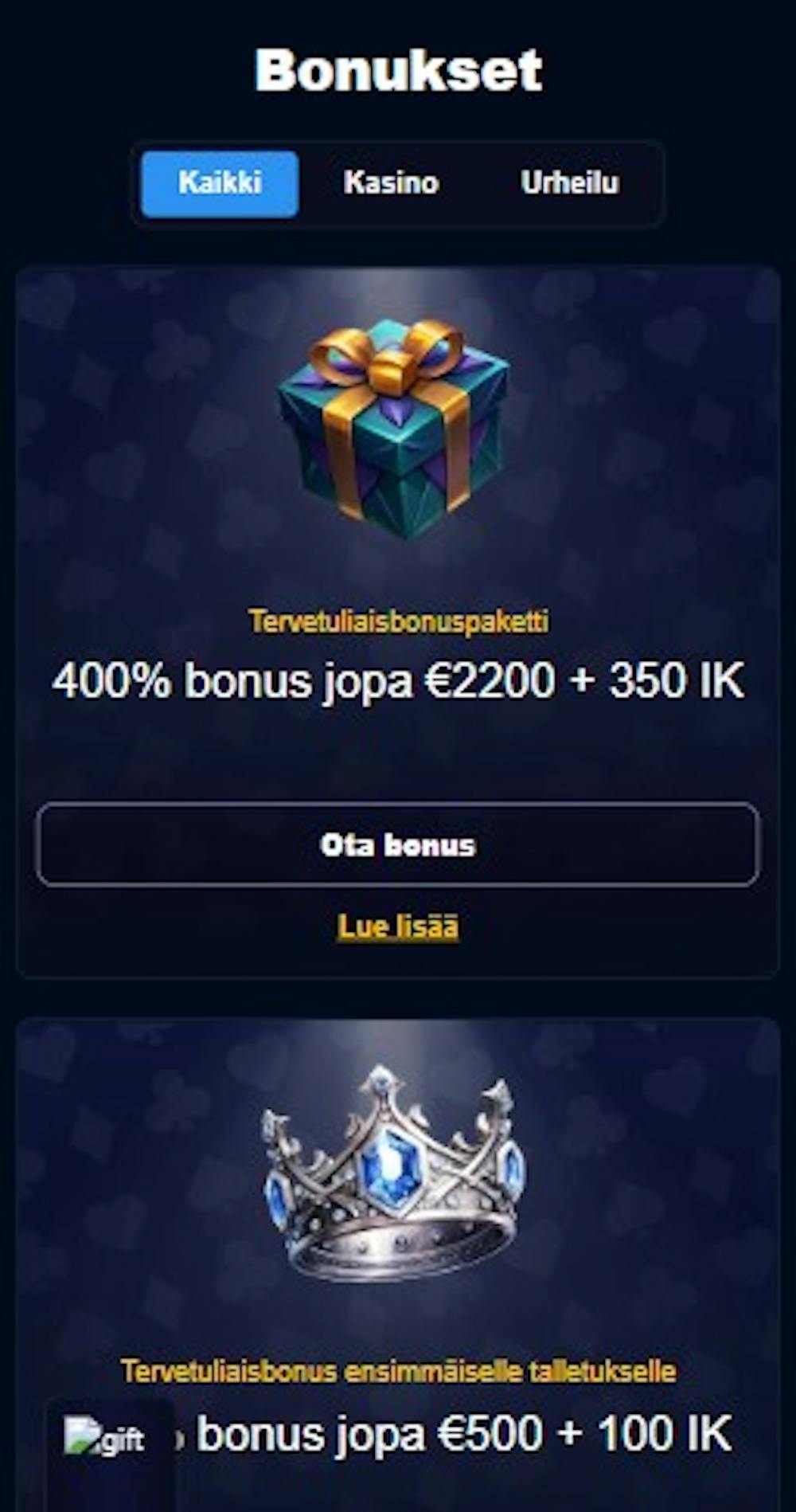 Rio Ace kasinon tervetuliaistarjousbonus on jopa 400 %.
