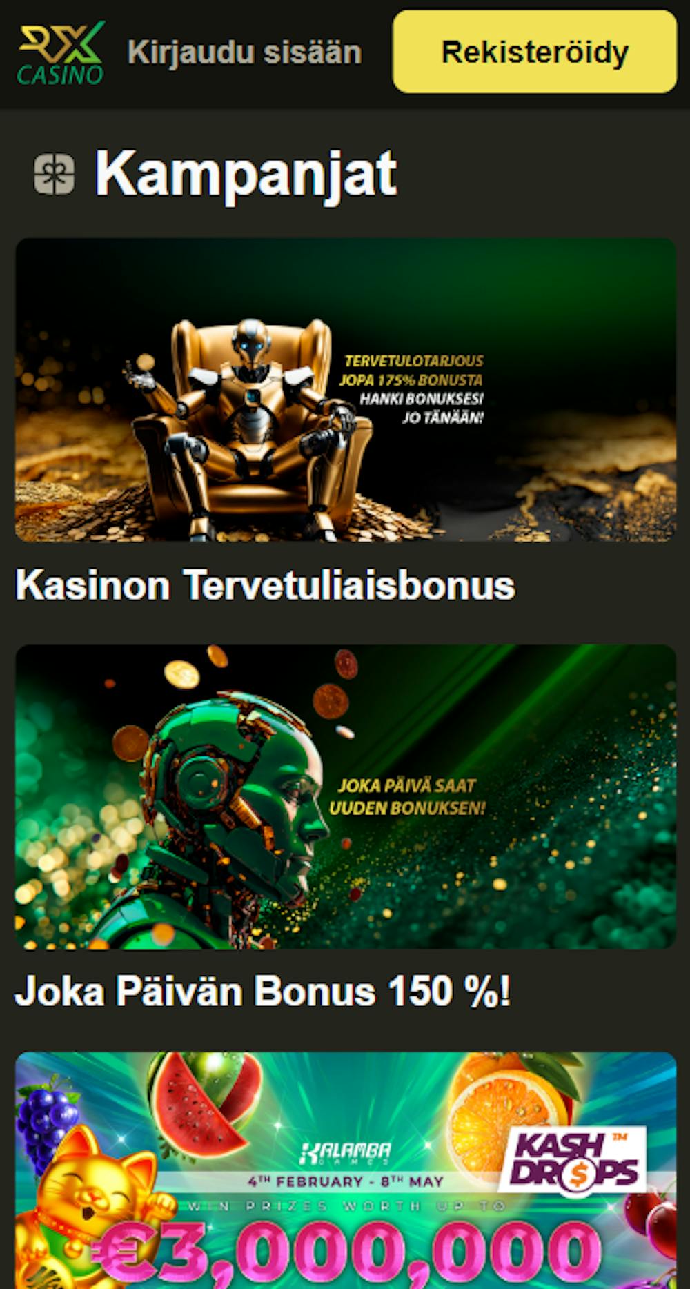 RX Casinon kampanjatarjouksia.
