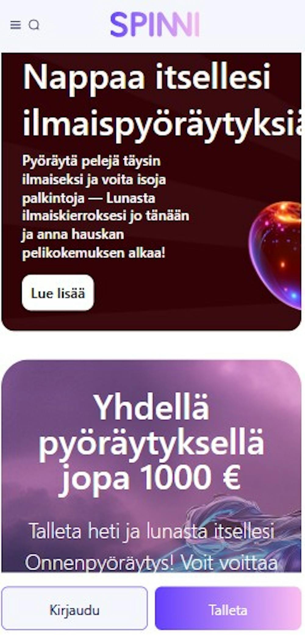Spinni kasinon kampanjoita.