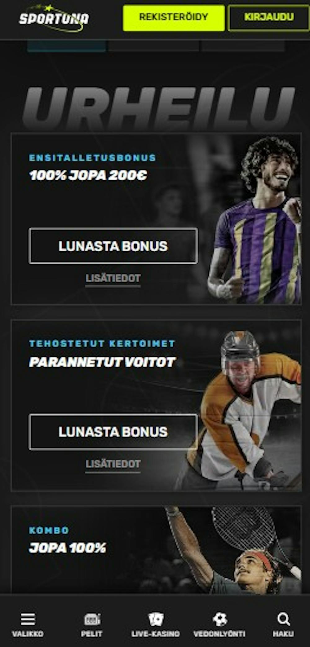 Sportuna kasinolla on monia urheilu- ja vedonlyöntikampanjoita.