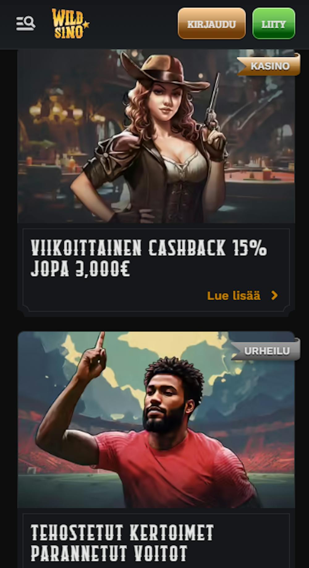 Wildsinon tarjouskampanjoihin lukeutuu viikoittainen cashback ja tehostetut kertoimet vedonlyöjille.