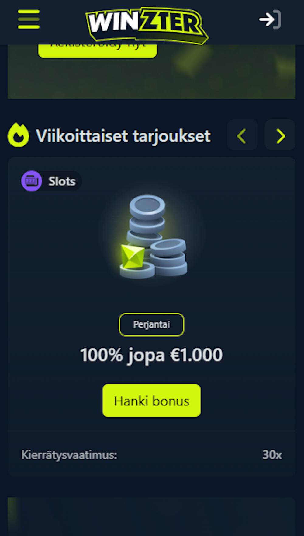 Winzter Casinolla on bonustarjouksia eri viikonpäiville.