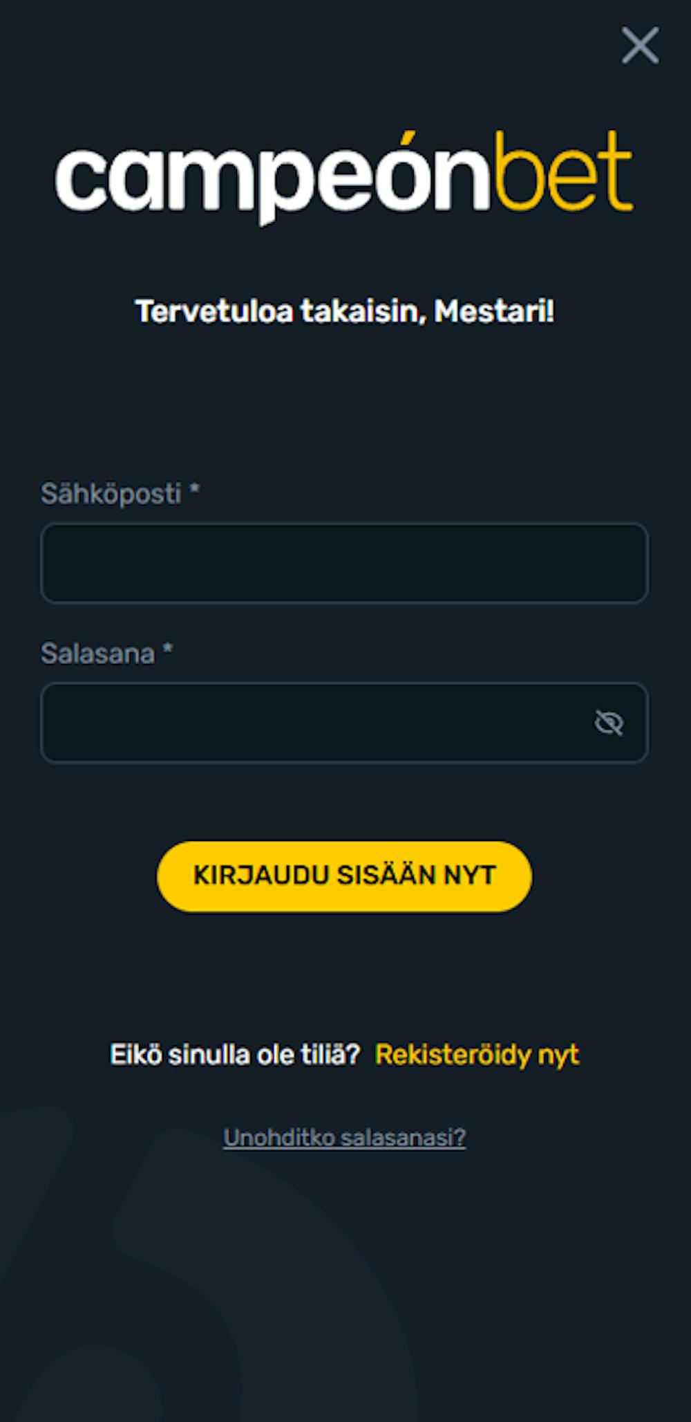 campeon bet rekisteröintisivu