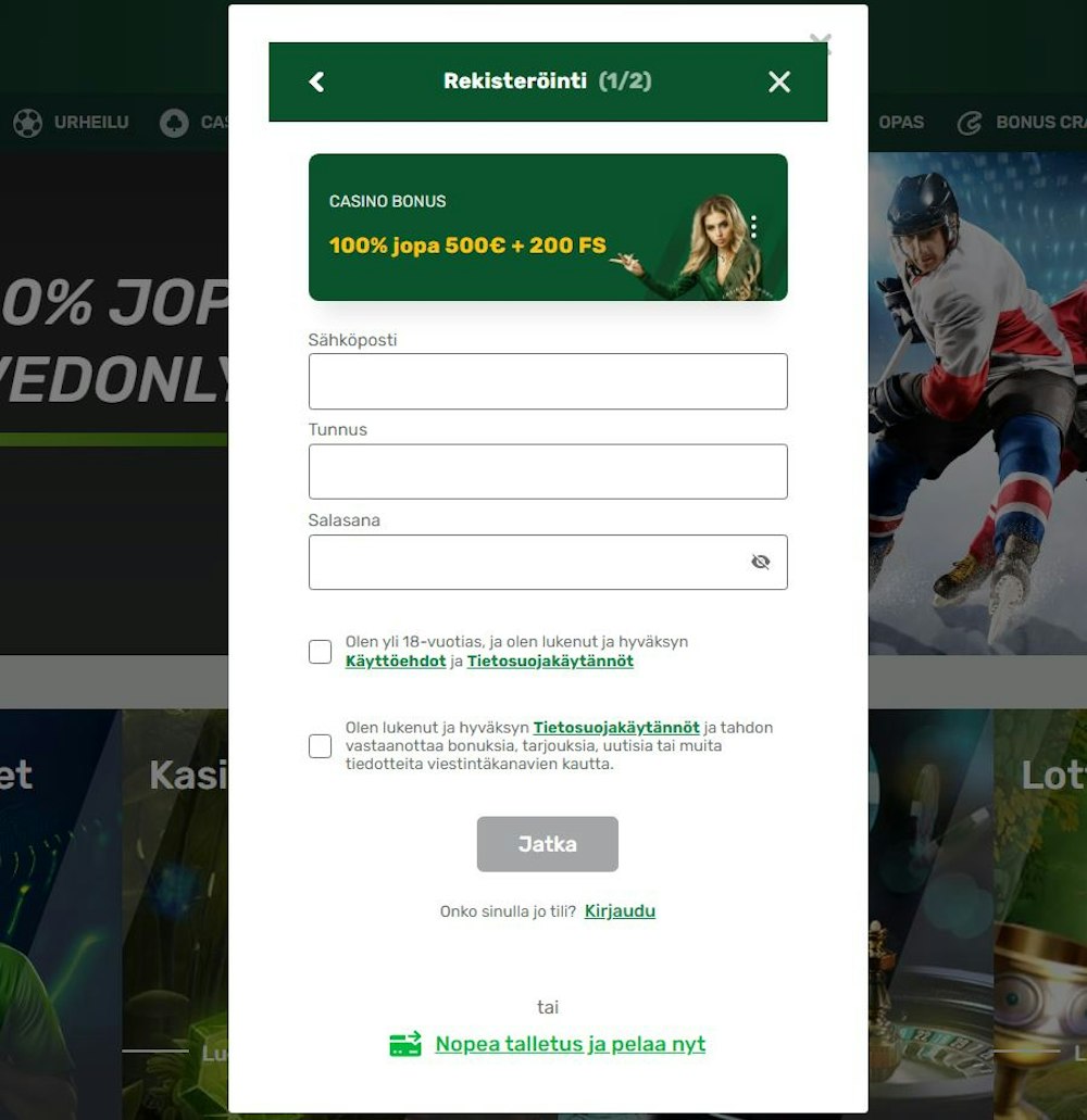 Campobet rekisteröityminen