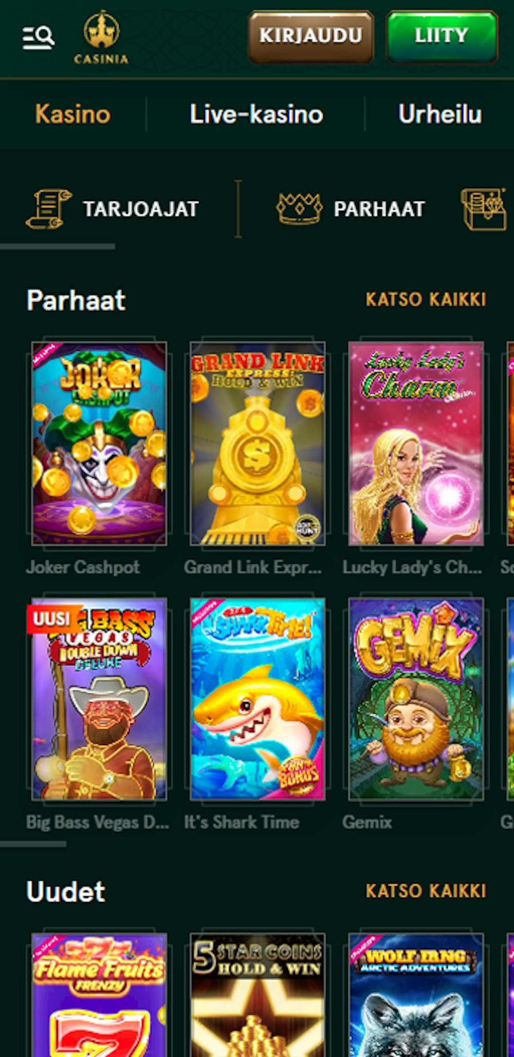 Casinia nettikasinolla on laaja valikoima kolikkopelejä.