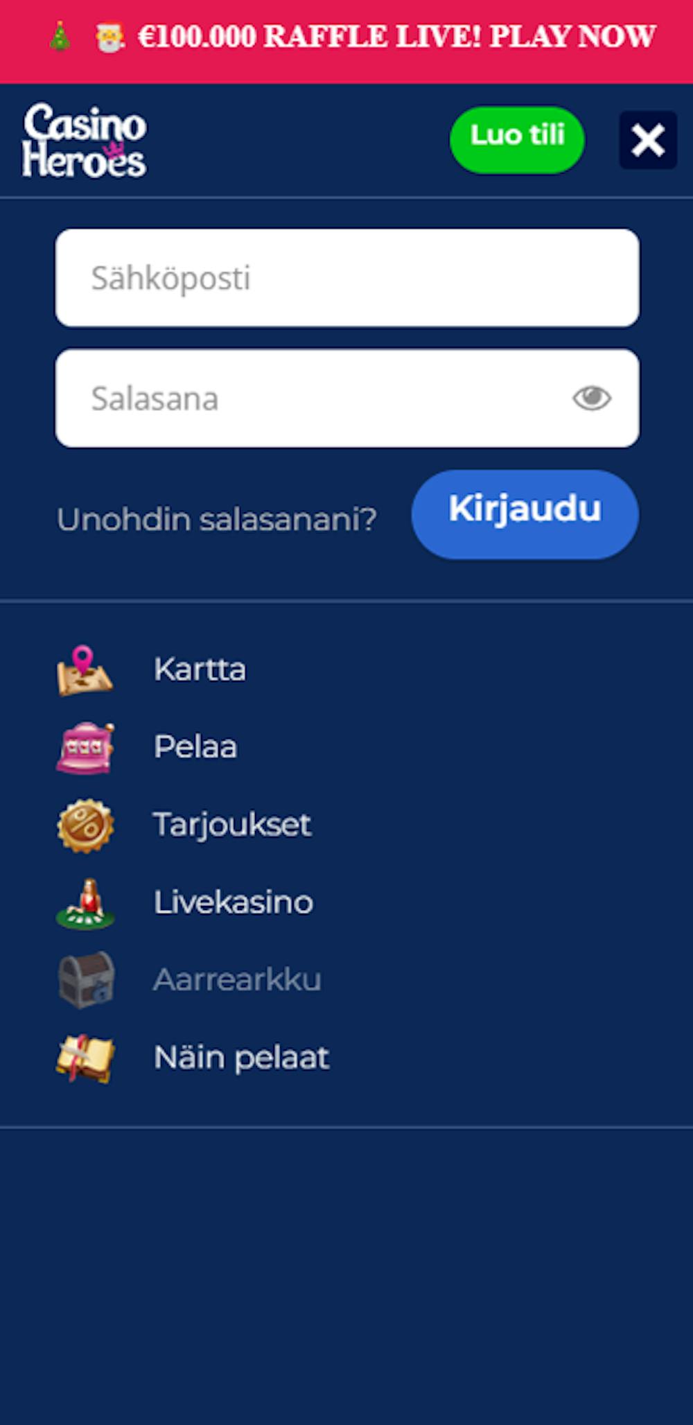Casino Heroes rekisteröityminen