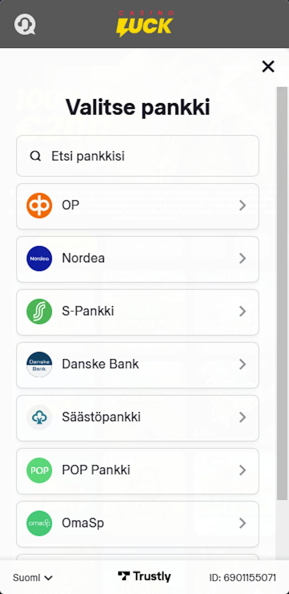 CasinoLuck rekisteröityminen