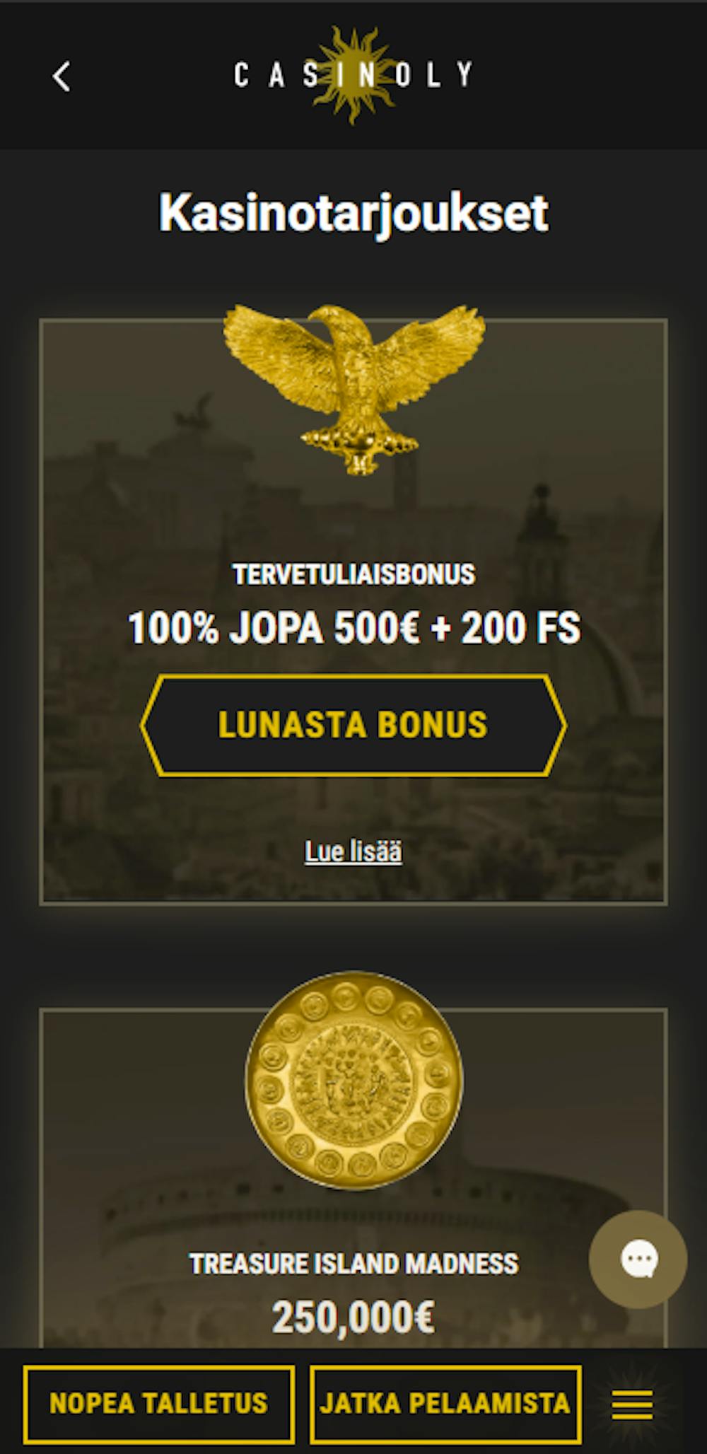 Casinoly tervetuliaisbonus