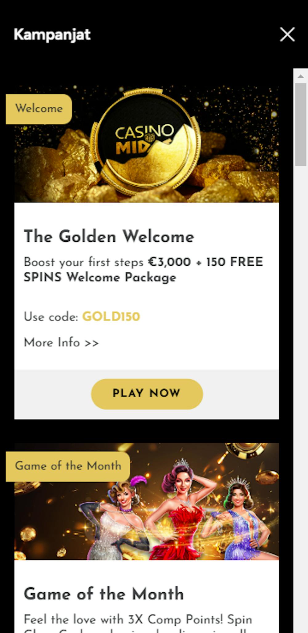 Casino Midas nettikasinon tervetuliaisbonus