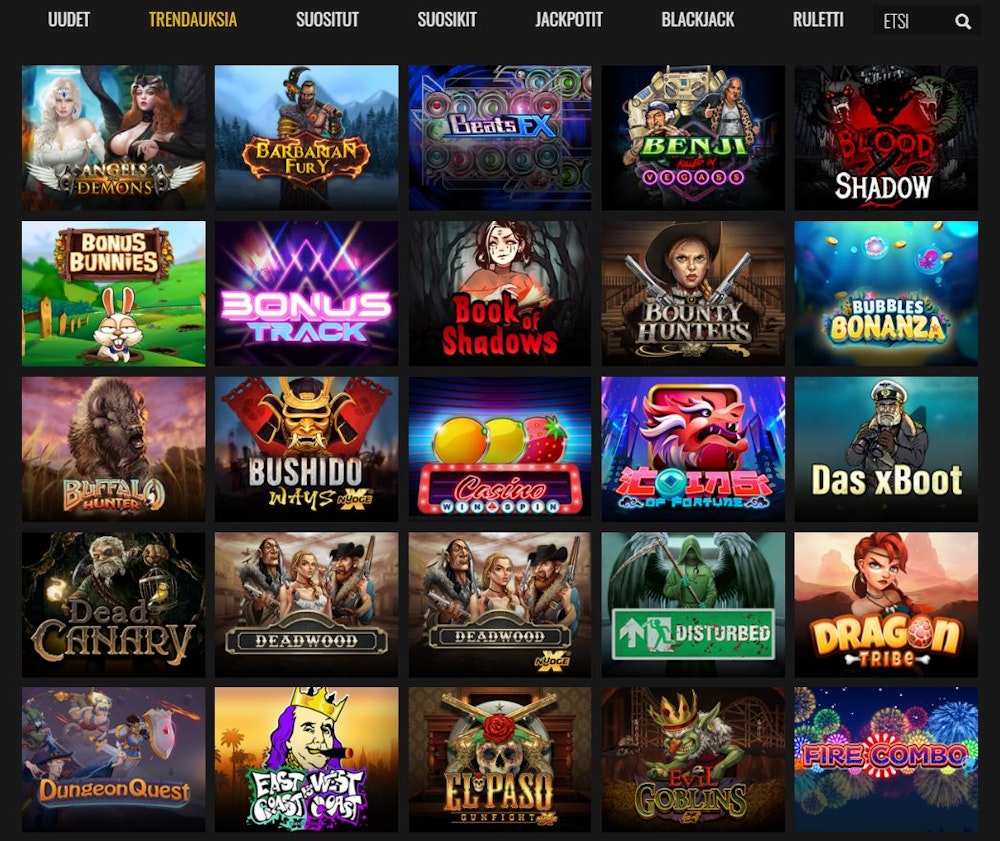 Casino Sieger pelivalikoima