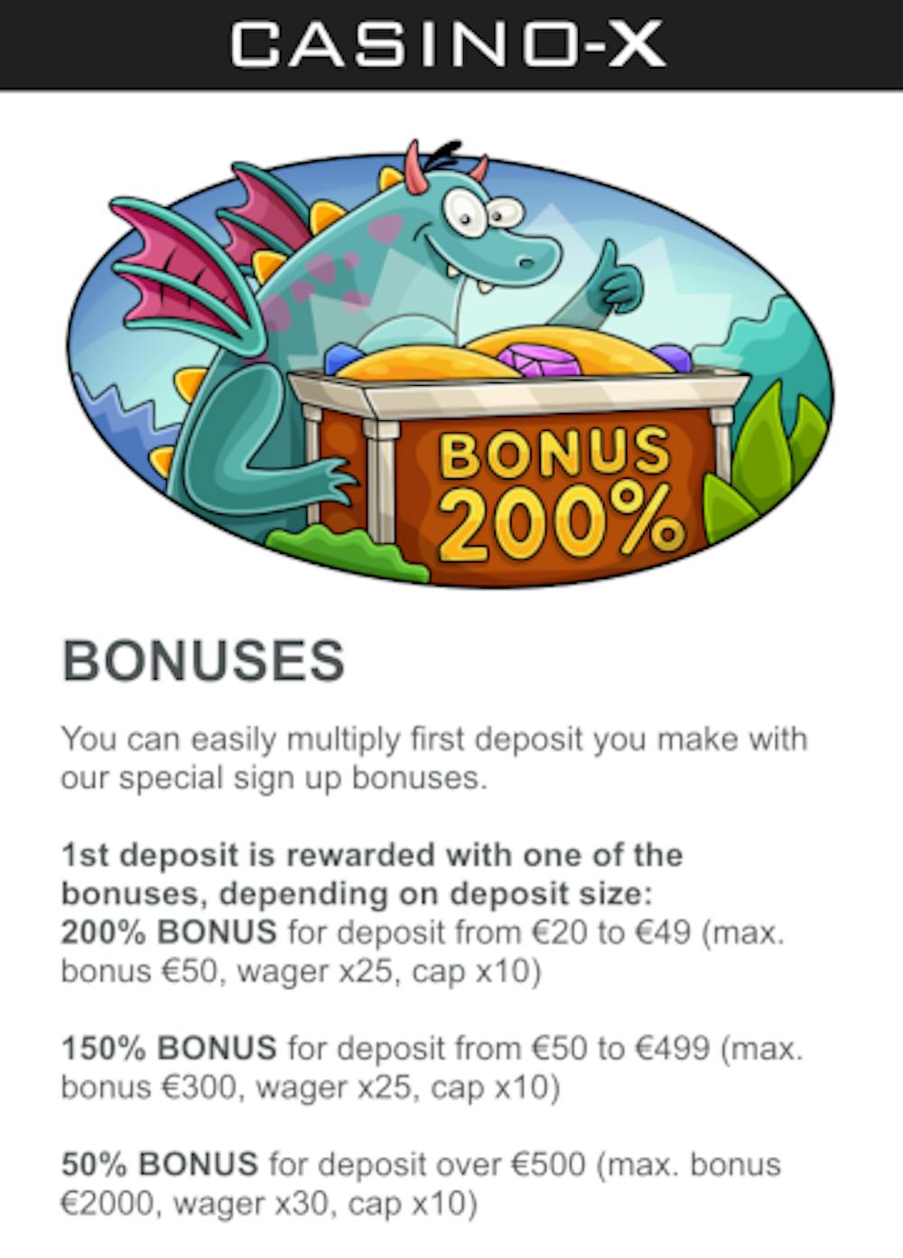 Casino X tervetuliaisbonus 200 %