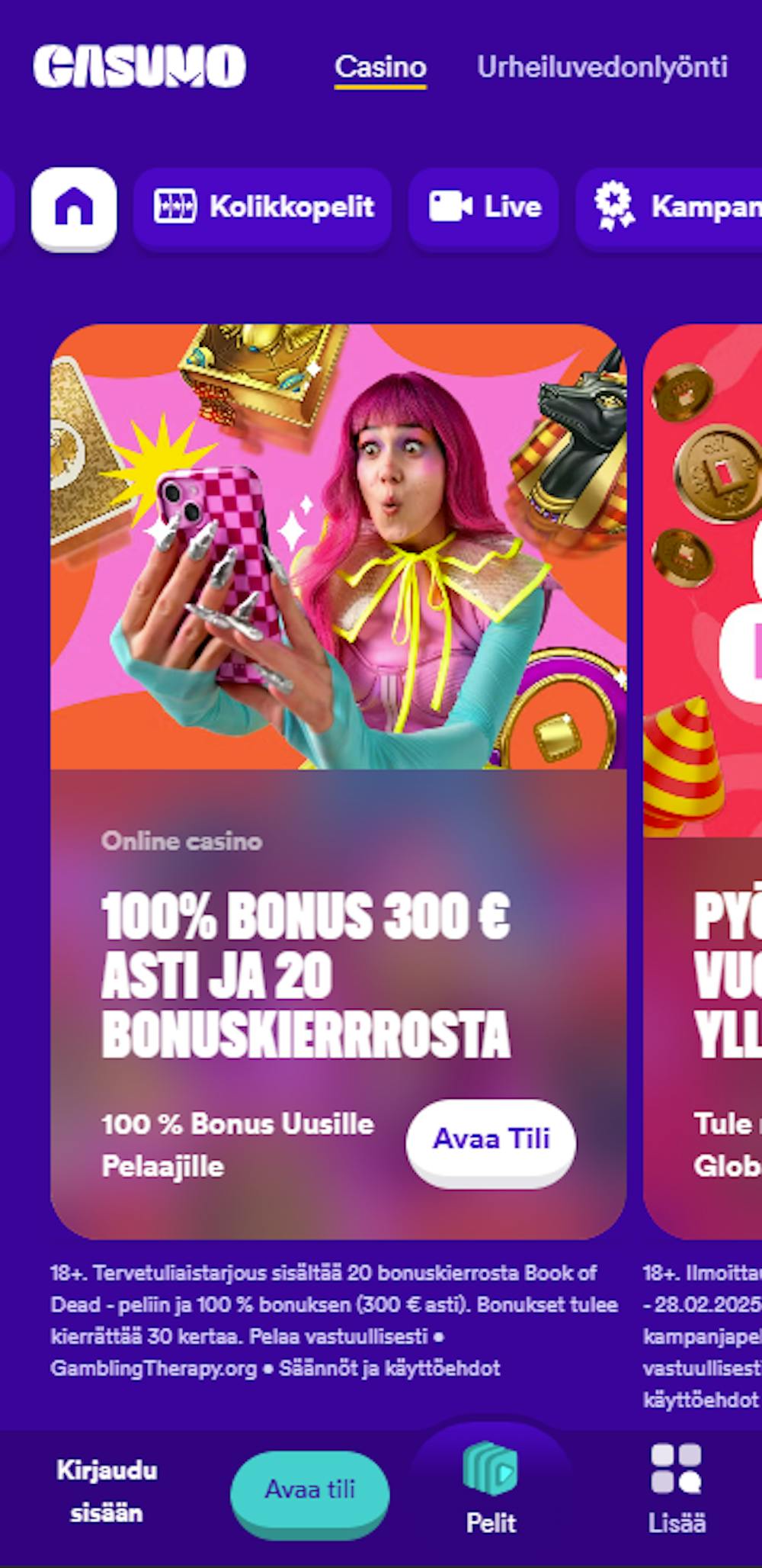 Casumon tervetulotarjous